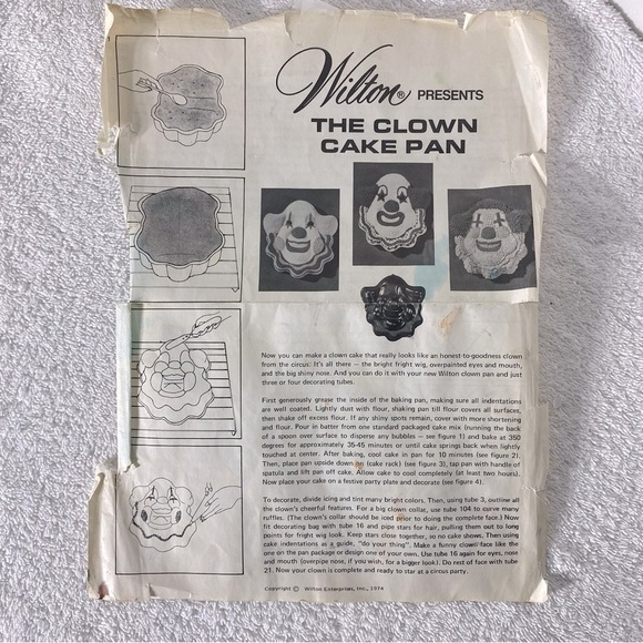Vintage 1974 Wilton The Clown Cake Pan - Picture 3 of 13
